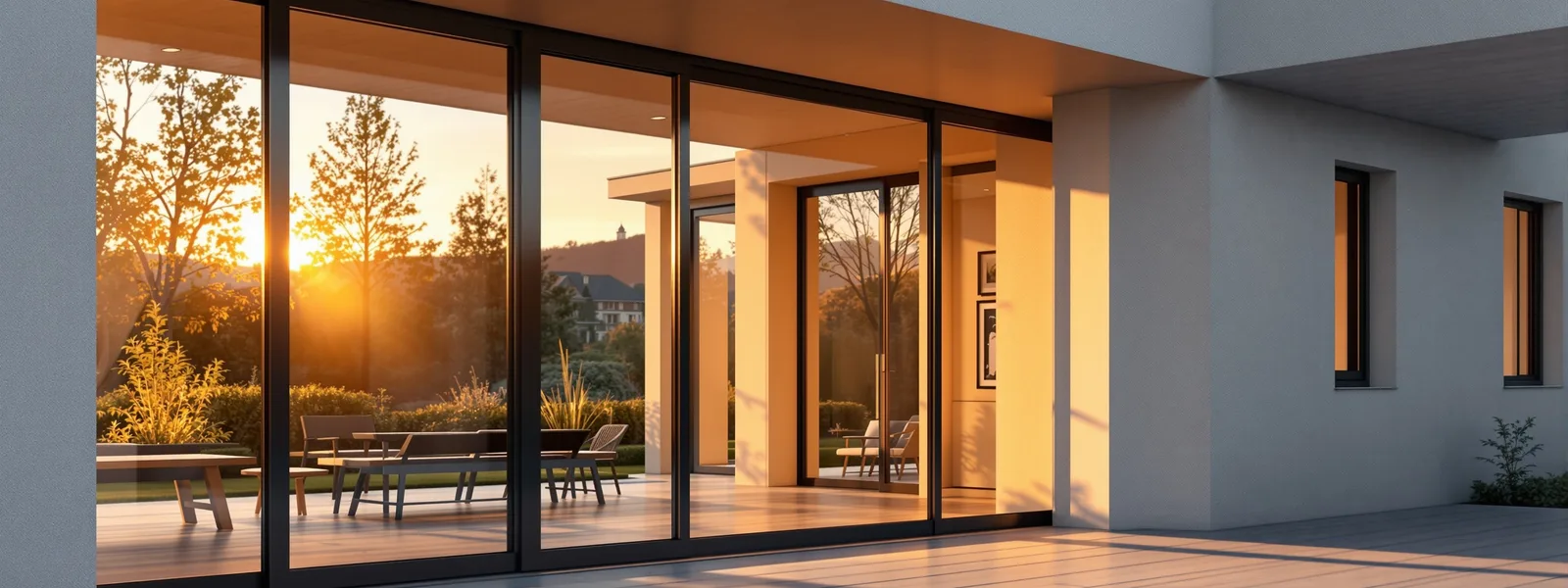 Devis gratuit pour la réparation de votre porte coulissante Façade moderne avec portes-fenêtres coulissantes